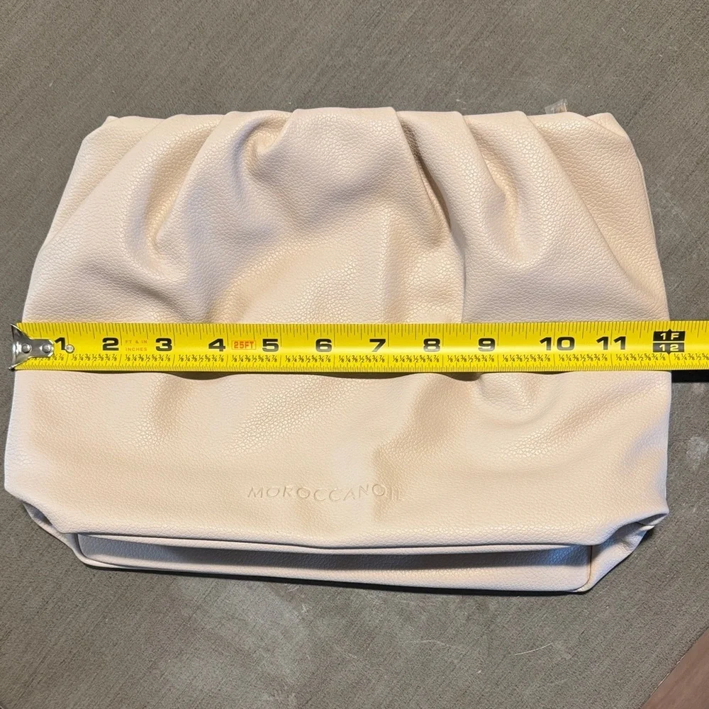 Moroccanoil Soft Cream Gathered Leather Clutch